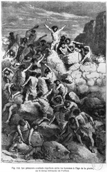 A kőkorszak első harcai, illusztráció Louis Figuier (1819-94) „L